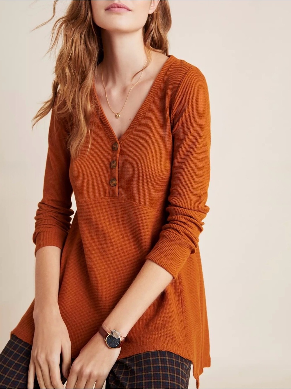 Maeve Anthropologie Eliza Henley Babydoll Tunic Top